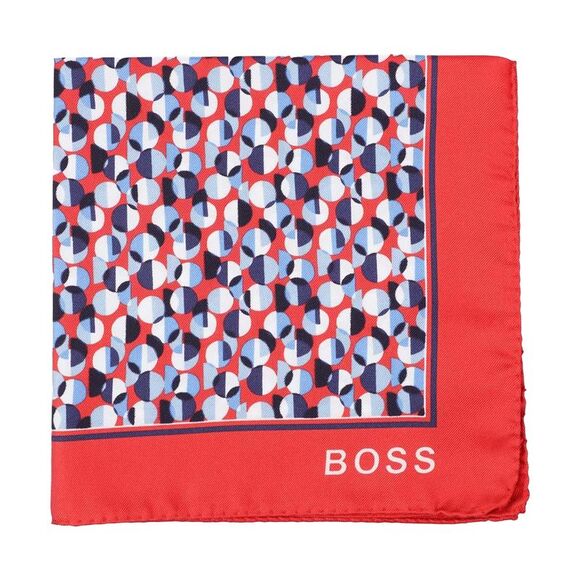 Hugo Boss Mens Logo Pocket Square / Red